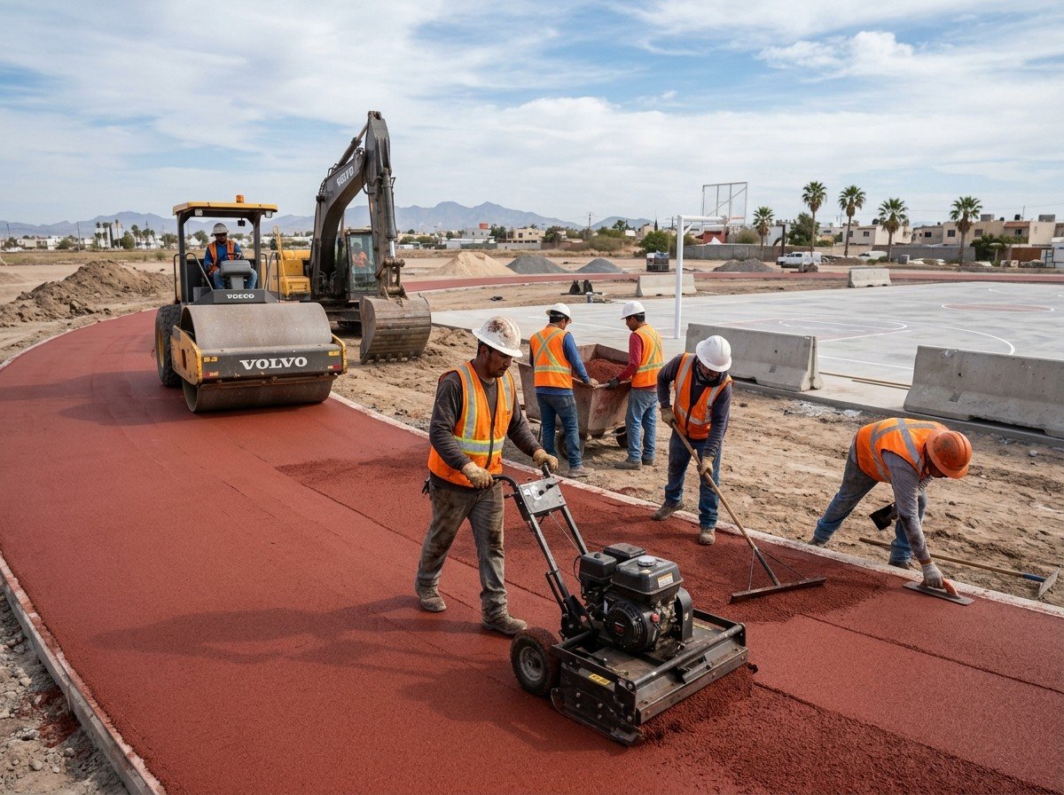 Construcción e instalación de pista de tartán